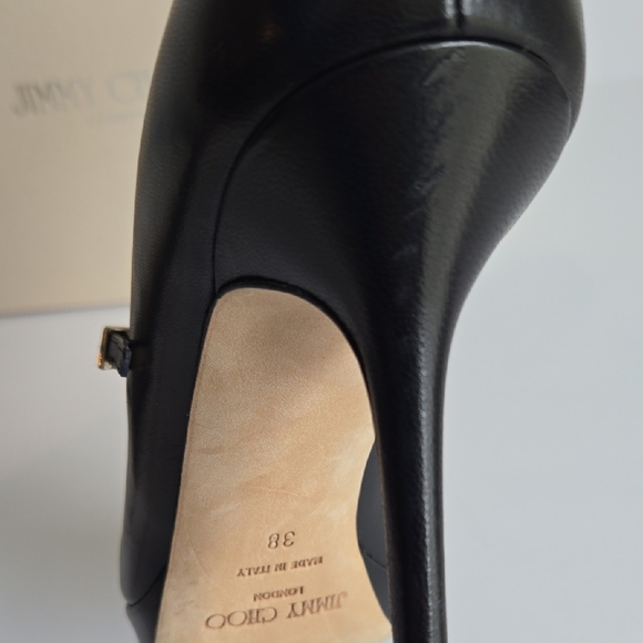 Jimmy Choo 'AMINA' Leather Platform Mary Jane Pumps Shoes, Black - Picture 8 of 9